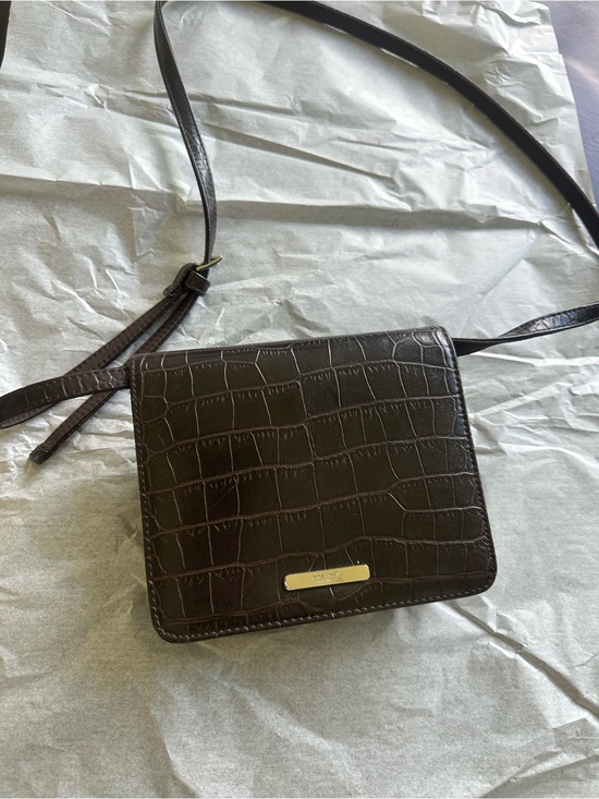 Nine West Handbags - Nine West Dark Brown Croc-Embossed Crossbody Bag